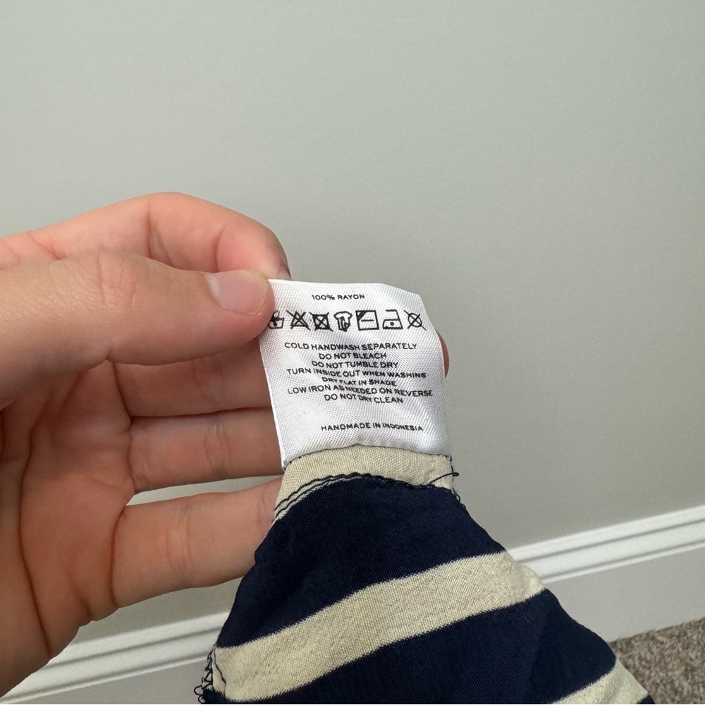 Faithful The Brand Revolve Ocean Dip Dress in Mazur Stripe Print Blue Cream - Picture 9 of 9